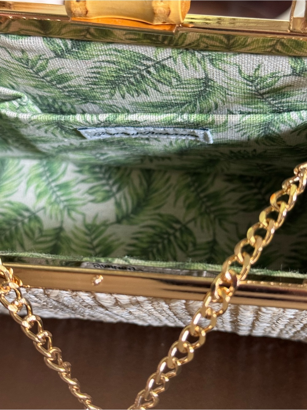 Brand New Tommy Bahama NATURAL RAFFIA BAMBOO HANDLE CLUTCH BAG - Picture 6 of 6